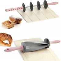 Kitchen Adjustable Rolling Pin Multifunctional Croissant Bread Iron Slicer Non-stick Adjustable Four-piece Roller Bread Slicer Bread  Cake Cookie Acce