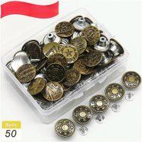 50 Pcs 17 mm Boxed Metal Jeans Button Denim Button Men Women Sewing-free Detachable Pants Change Waist Size Buttons Accessories Haberdashery