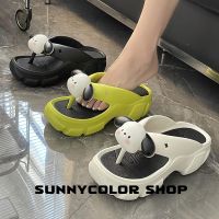 ✶ SUNNYCOLOR รองเท้าแตะ วัสดุ EVA รองเท้าแตะหญิง ลำลองสำหรับผู้หญิง พื้นรองเท้าหนามาก มีจําหน่ายในสต็อก B20H186