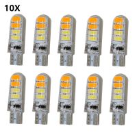 T10โคมไฟ LED แฟลชสองสี10ชิ้น5630 8smd โคมไฟแฟลชสีคู่อุปกรณ์เสริม T10หลอดไฟรถซิลิโคน