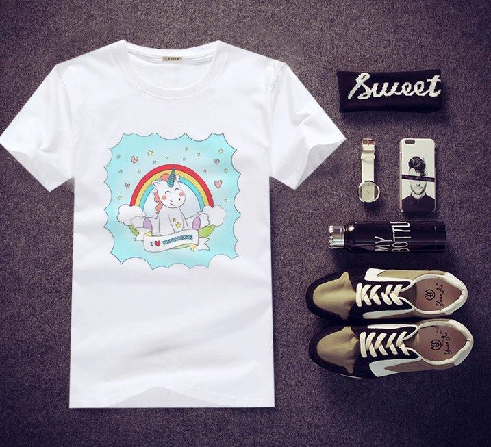 เสื้อยืดสกรีนลาย-unicorn-ใส่สบายๆ-ไม่ยืด-ไม่ย้วย