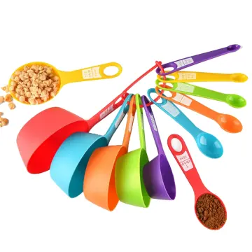 Measuring Cups And Spoons Set, Plastic Measuring Cup And Measuring Spoon Set,  7 Measuring Cups And 7 Spoons With 1 Leveler, Kitchen Measuring Cups Set  For Baking, Colorful Measure Cups And Spoons