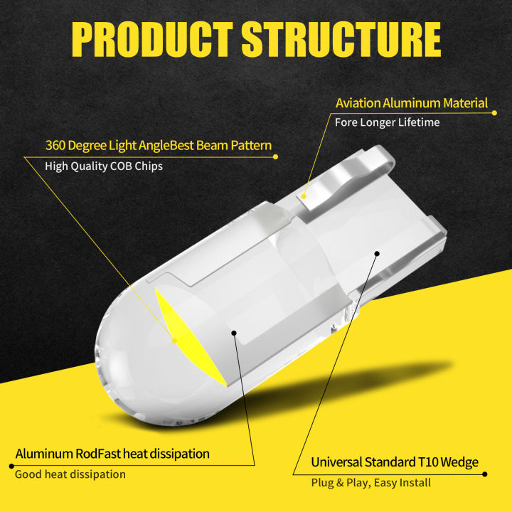 2pcs-t10-glass-led-auto-car-bulbs-w5w-168-192-cob-turn-signal-license-plate-light-parking-card-lamp-12v-dc-no-errors