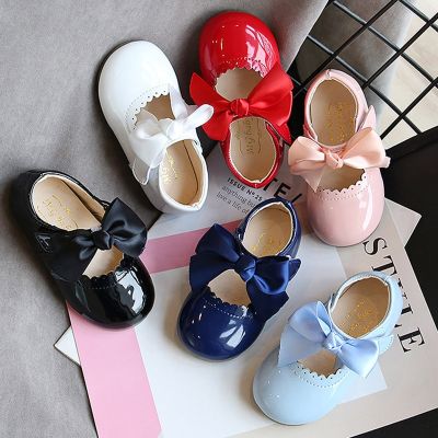 Baby Girls Shoes Patent Leather Princes Shoes Big Bow Mary Janes Party Shoes For Kids Dress Shoe 2020 Autumn Spring Child Baby