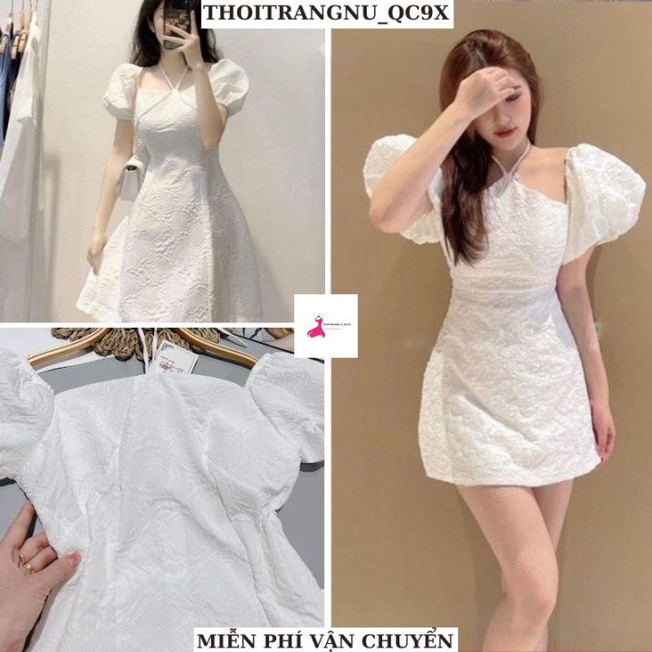 Đầm trắng hoa gấm - Váy trắng tiểu thư, mặc dc 2 kiểu sang chảnh ...