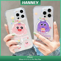 HANNEY สำหรับ iPhone 15 14 13 12 11 Pro Max Plus เคสลายการ์ตูนน่ารักมอนสเตอร์น่ารักเคสซิลิโคนนิ่มกันกระแทกชาร์จไร้สายใสฝาหลังโปร่งใส CPH-01