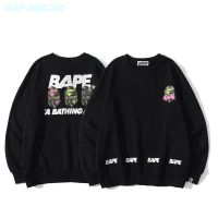 ♈♙BAPE BAPE ชุดของเล่นโจ๊กเกอร์คู่กับแขนยาวสำหรับผู้หญิงโลโก้สะท้อนแสงคอตตอนมีตัวอักษรโลโก้ยอดนิยม