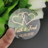 150pcs 30mm Customize Gold Printing Personalised Clear Transparent Wedding Engagement Invitation Envelope Seals Sticker