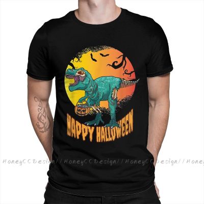 Halloween Skeleton Dinosaur T-Shirt Men Top Quality 100% Cotton Short Summer Sleeve Mummy Pumpkin Casual Shirt Loose