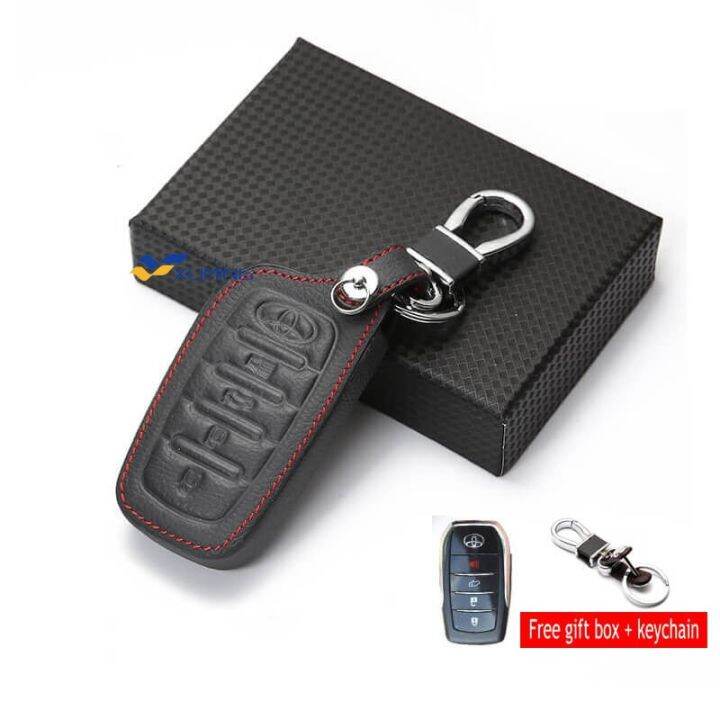 XUMINGFor Toyota Fortuner Variant 4 Button Genuine Leather Car Key