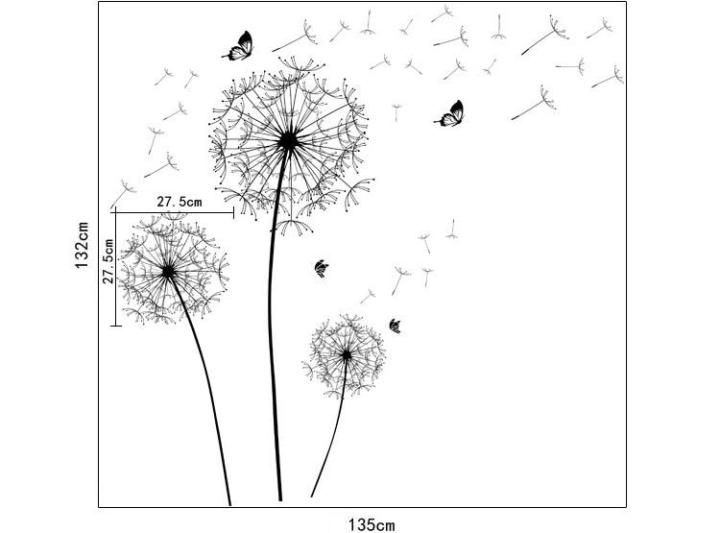 sale-nancarenko1977-zooyoo-สติกเกอร์ติดผนังดอกแดนดิไลออนสีดำขนาดใหญ่-วอลเปเปอร์รูปผีเสื้อสำหรับแต่งบ้านห้องนั่งเล่นห้องนอนเฟอร์นิเจอร์