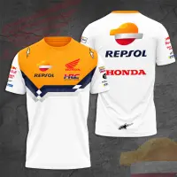 (in stock) Repsol Honda Team 3D Printed Mens T-shirt Summer New Fashion 2023 Womens Clothing MotoGP Racing Childrens T (free nick name and logo)