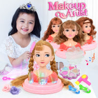 Kids Fashion Toy Children Makeup Pretend Playset Styling Head Doll Hairstyle Beauty Game with Hair Dryer Birthday Gift For Girls