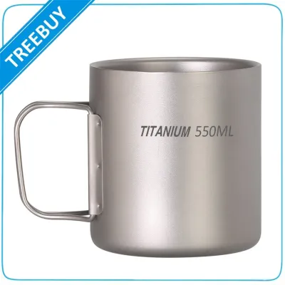 220ml/330ml/450ml/550ml Double Wall Titanium Water Cup Coffee Tea Mug for Home Office Outdoor Camping Hiking Backpacking Picnic