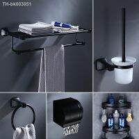 ┋ Black Hair Dryer Rack Toothbrush Rack Toilet Brush Roll Paper Storage Rack Towel Ring Hardware 14-Piece Bathroom Accessories Set