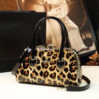 Leopard Boston Messenger Bags For Women Leather Handbags High Quality Patent Leather Clutch Boston Tote Top Handle Bags