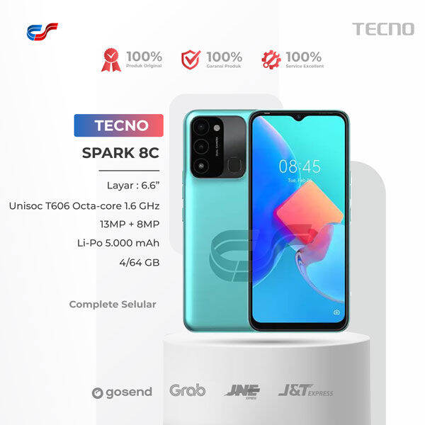 Tecno Spark 8C 4/64GB - Unisoc T606 Octa-core 1,6 GHz Garansi Resmi ...