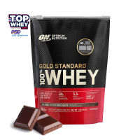 Optimum Nutrition Gold Standard 100% Whey Protein 1lb - Double Rich Chocolate – เวย์โปรตีนไอโซเลต  มีส่วนผสมของ แอล กลูตามีน และบีซีเอเอ   เวย์โปรตีนคุณภาพสูงเสริมสร้างกล้ามเนื้อ  ฟื้นฟู-ซ่อมแซมกล้ามเนื้อ