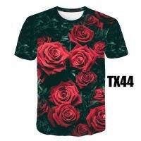 2023 Customized Fashion Summer new mens and womens short sleeve T-shirt 3D digital print rose short sleeve，Contact the seller for personalized customization