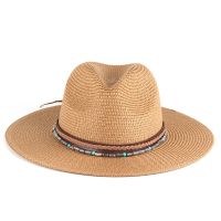 New Women Summer Panama Fedora Straw Hat Man Sun Shade Beach Hat Delicate Belt Wide Brim