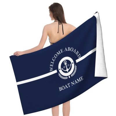 ✚ Dark Blue Nautical Series Household Bathroom Supplies Hotel Bath Towels Large Microfiber Towels Beach Towels Can Be Customized