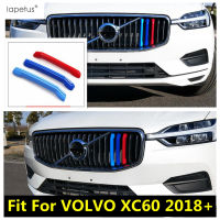 Laus อุปกรณ์เสริม Fit สำหรับ VOLVO XC60 2018-2021สีสันด้านหน้า Grille Grill Decor Strip Molding Cover Kit Trim 3ชิ้น