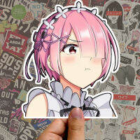 Ram สติ๊กเกอร์ Re-zero แร็ม รีเซทชีวิตฝ่าวิกฤตต่างโลก Anime Sticker แรม อนิเมะ สติ๊กเกอร์  เรม น่ารัก ไวฟุ เรม Rezero