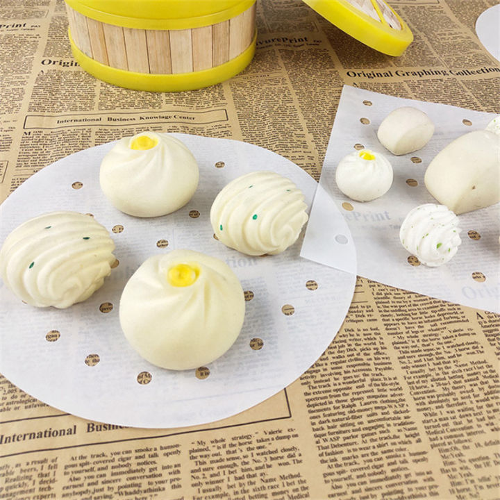 400pcslot-round-steamed-bun-papers-with-holes-non-stick-household-snack-bread-cake-steamer-oil-paper-pads