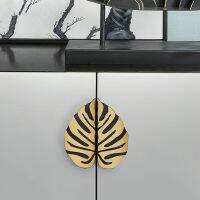 Leaf Handle Black Gold Leaves Creative Cabinet Drawer knobs Wardrobe Door Furniture