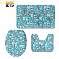 HUGSIDEA 3pcsset Bathroom Bath Mat Pedestal Rug Household Bathroom Slip Mat Living Room Toilet Covers Bathroom Bath Mat Set