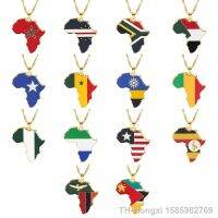 ♣▲● Hip Hop Africa Map Pendant Necklace Zambia Nigeria Rwanda Somalia Senegal Morocco National Flag Jewelry Commemorative Gift