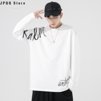 JPQQ Store เสื้อสเวตเชิ้ตคอกลมผู้ชายเสื้อแจ็คเก็ตคู่แบบสวมหัวทรงหลวมพิมพ์แบรนด์ทันสมัยสไตล์เกาหลี2023ใหม่ฤดูใบไม้ร่วง