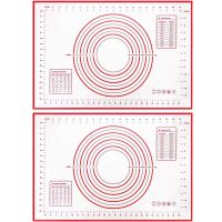 2 Pack Non-Stick Baking Mat Silicone Baking Mat with Measurements Perfect for Pizza, Cake, Bread Making