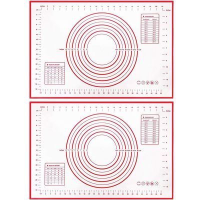 2 Pack Silicone Baking Mat with Measurements Perfect for Pizza, Cake, Bread Making