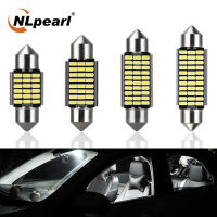 NLpearl 2Pcs พวงมาลัย LED ภายในรถ Led หลอดไฟ31มม.36มม.39มม.41มม.หลอดไฟ LED 12V 3014SMD C5W Led แคนบัสภายในไฟโดมไฟอ่านหนังสือ