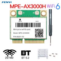 FENVI การ์ด6 2974Mbps Dual Band 2.4G/5Ghz สำหรับบลูทูธ5.2ไร้สายครึ่ง Mini PCI ระบบเครือข่ายแบบ Wlan การ์ด802.11AX Win 10