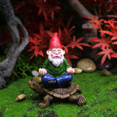 Dwarf Miniature Collectible Creative Sitting Gnome Decor Resin Dwarf Craft Garden Gnome Decoration Zen Turtle Figurine