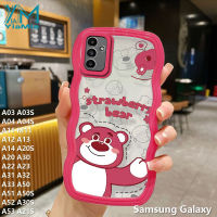 YIMia เคสโทรศัพท์ลายหมีสตอเบอร์รี่สุดน่ารัก,เคสโทรศัพท์ลายหมีสตอเบอร์รี่ลายหมีน่ารักสำหรับ Samsung กาแล็คซี่ A13 A14 A20S A22 A21S A52 A20 A30 A12 M11 A51 A50S A23 A53 A31นุ่มเป็นลอนใหญ่ฝาครอบโทรศัพท์กันกระแทกแบบซิลิโคน