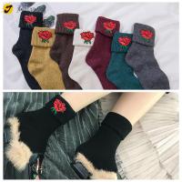 JLCWG Fashion Women Winter Warm Stockings Rose Flower Hosiery Wool Blend Socks