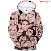 Sudadera con capucha con estampado 3d de Nicolas Cage para hombre y mujer, ropa de calle de moda divertida, sudadera informal de invierno, abrigos superiores