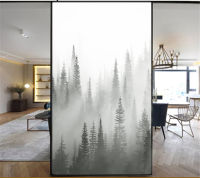 Privacy Window Film Static Cling No Glue Decorative Fog Forest Window Treatments Window Coverings Glass Window Sticker For Home