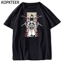 Japanese Samurai Girl And Vintage Sakura Cherry Harajuku T-shirt Summer Funny Print Cartoon Tshirt Streetwear T Shirts Tops  S-5XL