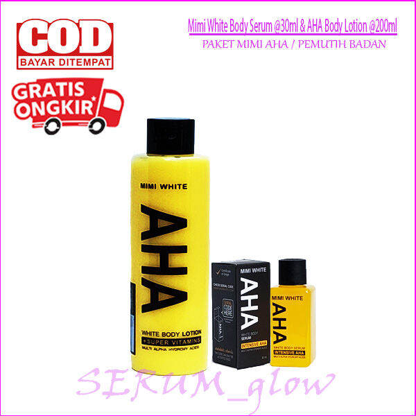 ( Mimi AHA 2 IN 1 ) Mimi White Aha Body Serum Original 30ml & Mimi Aha Body Lotion 200ml