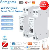 Somgoms TUYA 63A 1P+N WIFI/Zigbee Smart Circuit Breaker With Metering Smart Home Wireless Remote Control Smart Life Alexa Google