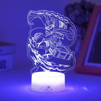 （roast chicken） Attack On Titan Anime 3D Led Night Light Kid Manga Lamp Levi Ackerman Home Decor Gift Base And Acrylic Board จำหน่ายแยกต่างหาก