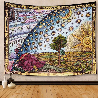 【cw】Flammarion Engraving Tapestry Mysticism Wall Hanging Sun Star Fabric Background Bohemian Decor For Bedroom Home Decoration
