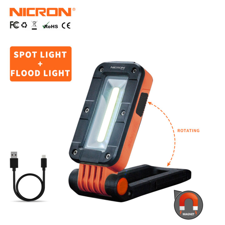 Nicron Flashlight WL85 LED Rechargeable Work Lights, Double LED Spot ...