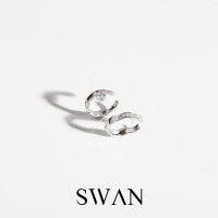 SWAN - Diamond Set Cuff เซ็ทต่างหูเงินแท้หนีบ ไม่ต้องเจาะ ฝังเพชรคิวบิกเซอร์โคเนีย cubic zirconia