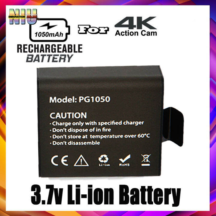 ♡3.7V Liion Battery Rechargeable 1050mAh for 4k Action Cam Lazada PH