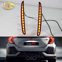 SNCN โคมไฟ Bemper Belakang LED สำหรับรถยนต์2ชิ้นสำหรับ Honda Civic Hatchback 2016 2017 2018ตัวสะท้อนเบรก2019ไฟท้ายไฟตัดหมอก